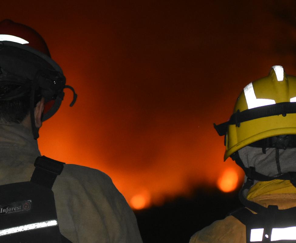 Dotaciones de bomberos y aviones hidrantes combaten las llamas. Foto: Lucio Casalla / ElDoce.tv