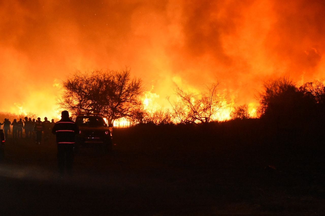 Dotaciones de bomberos y aviones hidrantes combaten las llamas. Foto: Lucio Casalla / ElDoce.tv