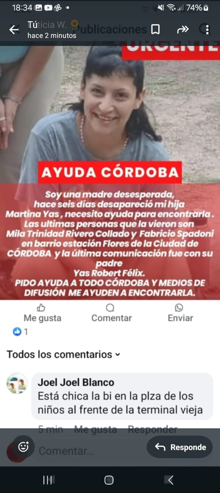 Drama por una joven de Río Gallegos desaparecida en Córdoba: qué se sabe de sus últimos movimientos