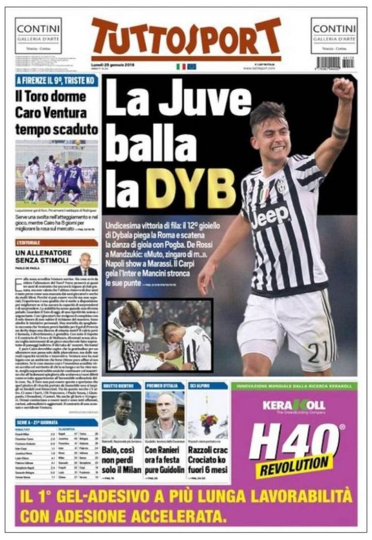 Dybala, el chico de tapa en Italia