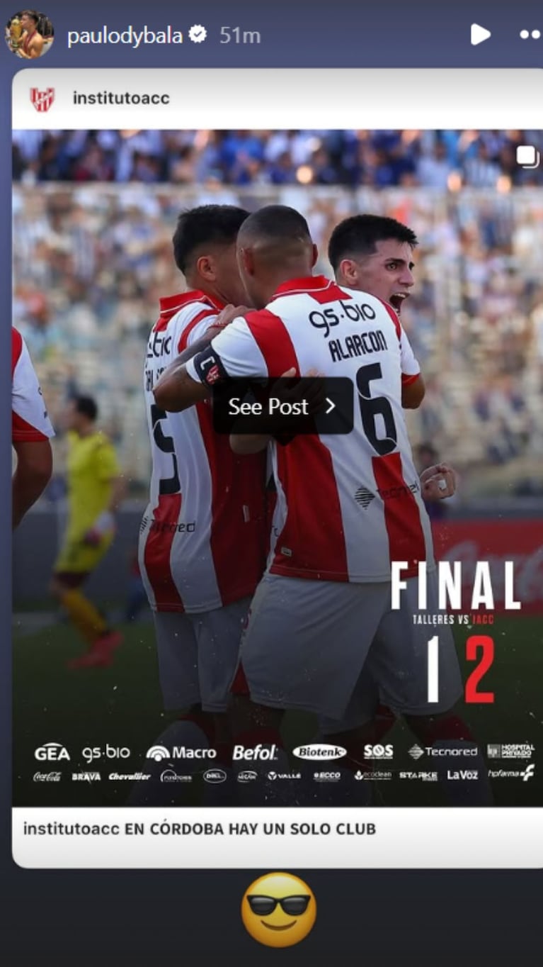 Dybala festejó el triunfo glorioso.