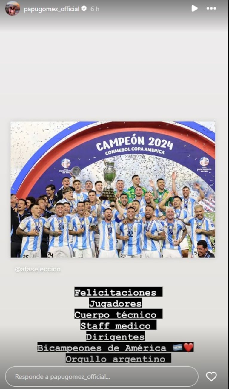 Dybala festejó la Copa América a la distancia con un mensaje muy especial para la Selección