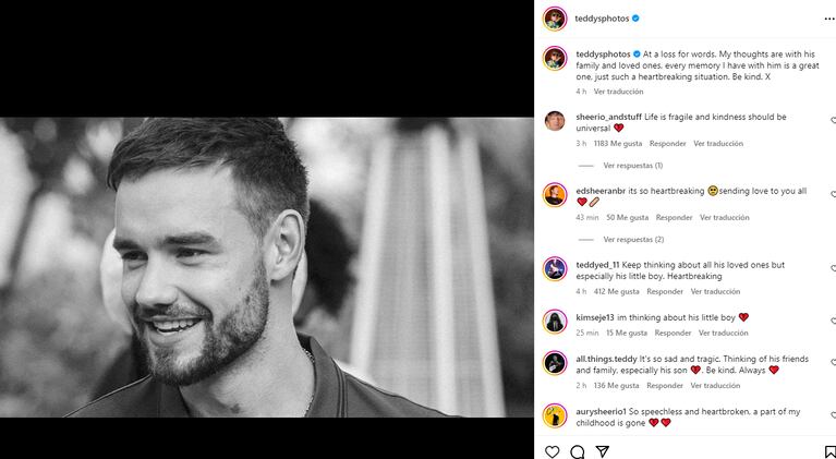 Ed Sheeran despidió a Liam Payne con un emotivo posteo. (Foto: Instagram) / @teddysphotos)
