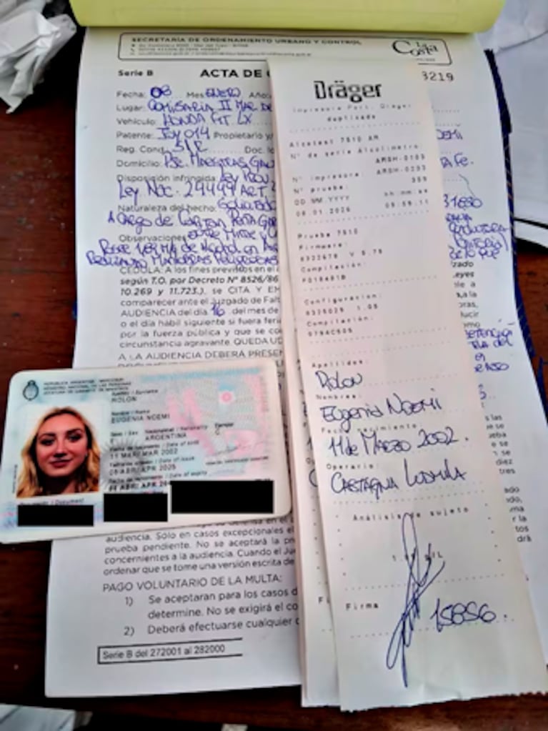 El acta labrada a Rolón. Foto: La Nación.