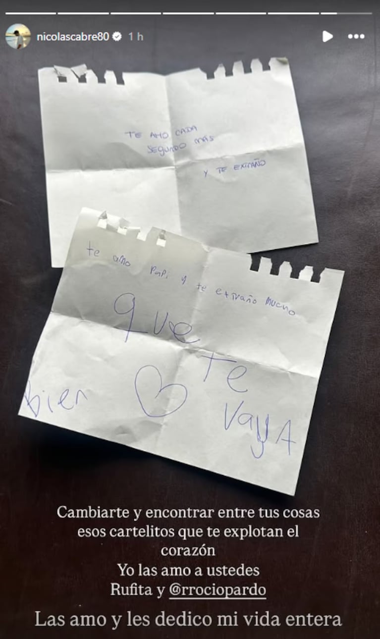 El actor compartió las cartas que le hicieron su hija y su novia. (Foto: Instagram/@nicolascabre80)