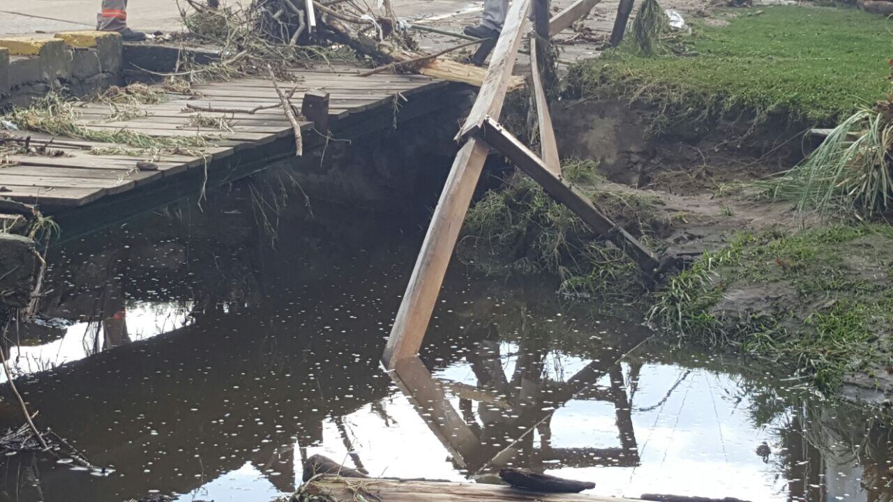 El agua arrastró autos y provocó daños en Villa General Belgrano. Foto: Sebastián Pffafen.