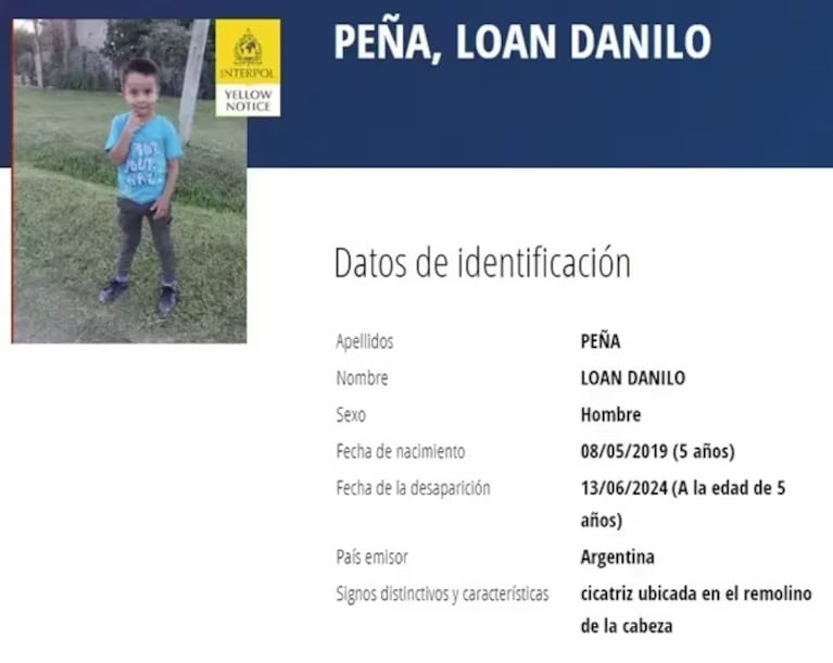 El Alerta Amarilla de Interpol por Loan Danilo Peña. 