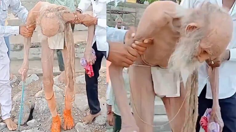 El anciano fue rescatado de una cueva en la India y generó controversia por su edad.