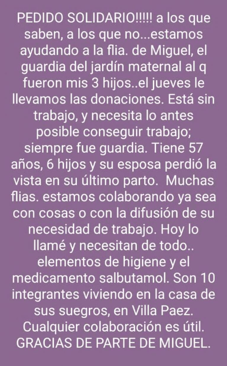 El "Ángel Guardián" de un jardín maternal necesita ayuda