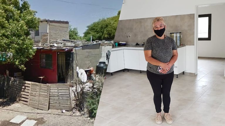 El antes y el después: con nueva casa, la mujer además de alimentar a los niños quiere darles apoyo escolar. / Foto: El Doce