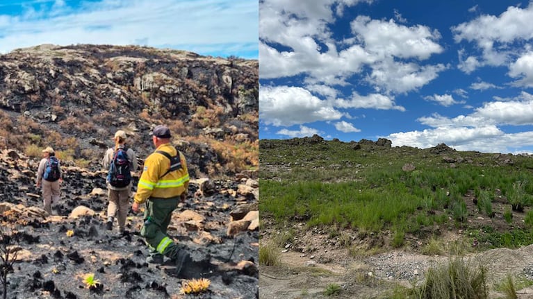 El antes y el después de la Quebrada del Condorito.