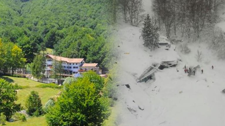 El antes y el después del alud de nieve.
