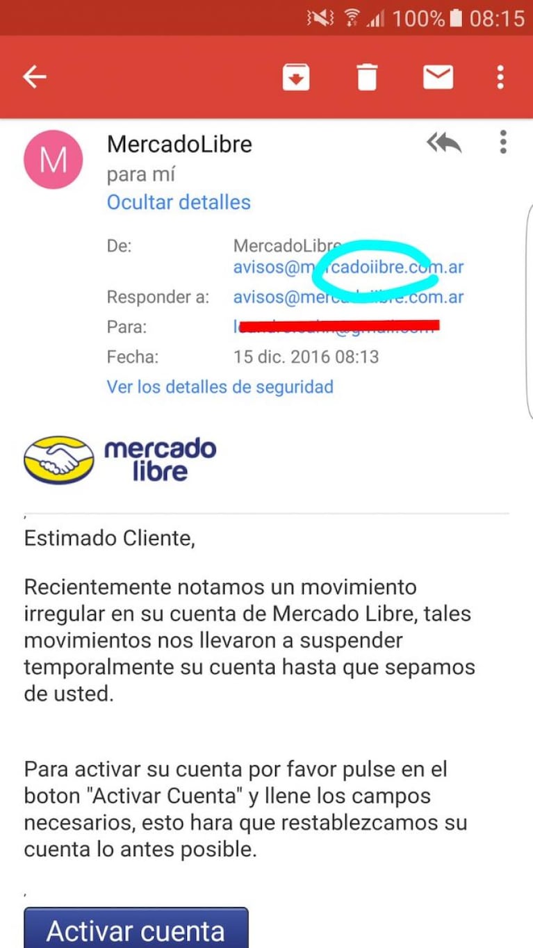 El ataque hacker disfrazado de mail de Mercado Libre