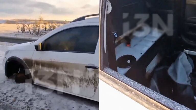 El auto quedó desmantelado a la vera de una ruta fueguina.