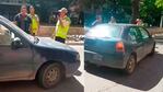 El automovilista enfureció y aceleró a pesar de estar a centímetros de quienes lo controlaban.