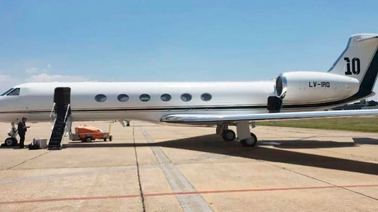 El avión de Lionel Meesi llegó a Aeroparque esta semana.
