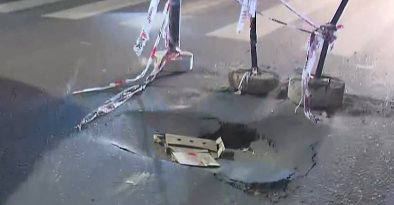 El bache estaba sin señalizar.