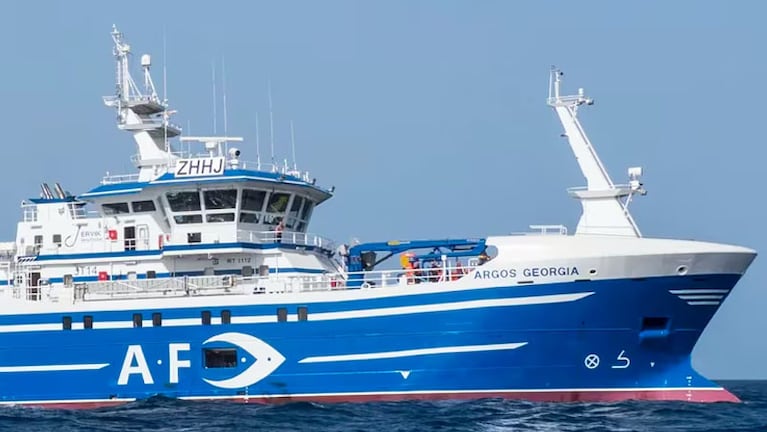 El barco pesquero hundido cerca de las Malvinas.