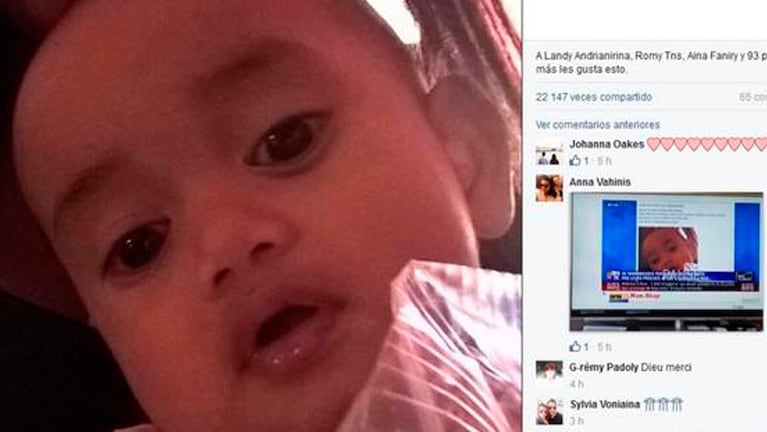 El bebé tenía ocho meses y lo encontraron por medio de la red social.