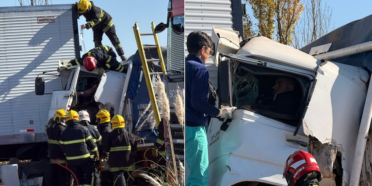 El camión con acoplado se incrustó en el semirremolque a la altura de Oncativo.