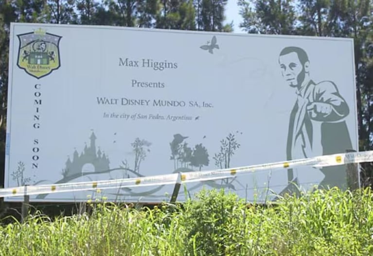 El cartel en el que anunciaba el "Disney argentino".