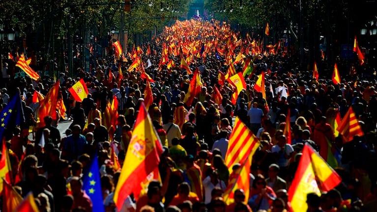 El centro de Barcelona, escenario de las marchas contra la independencia.