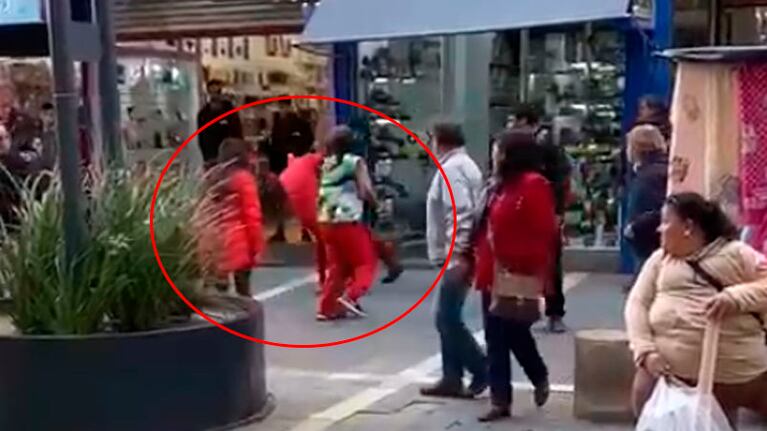 El Chapulín y La Mona, a las trompadas en la peatonal.