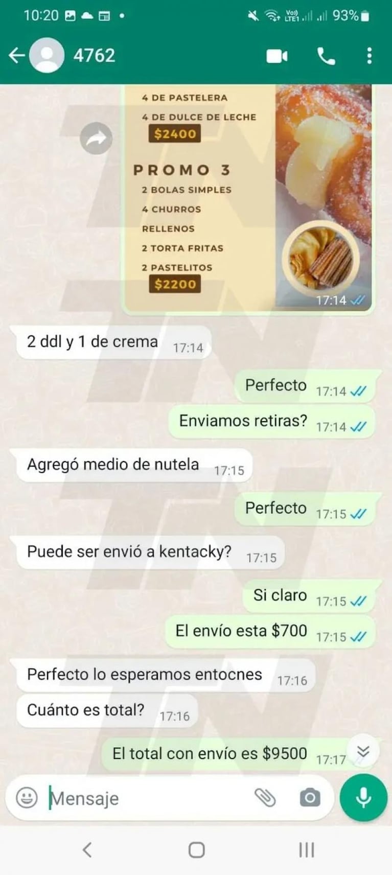 El chat de la familia Messi con la churrería: qué pidieron y la emoción del final