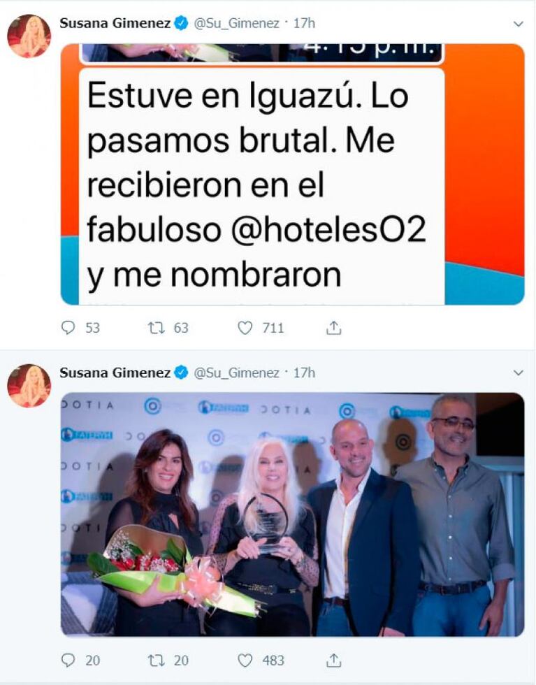 El chat de WhatsApp que Susana Giménez publicó por error en su Twitter