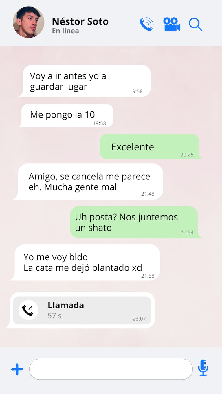 El chat entre Soto y su mejor amigo la noche del crimen. 