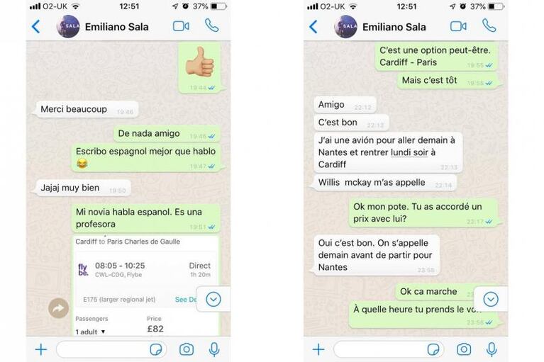 El chat que revela cómo se arregló el trágico vuelo de Emiliano Sala