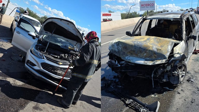 El choque ocurrió sobre el puente de avenida La Voz del Interior, a la altura de avenida Japón.