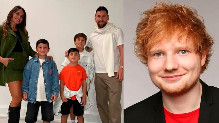 El clan Messi visitó a Ed Sheeran.