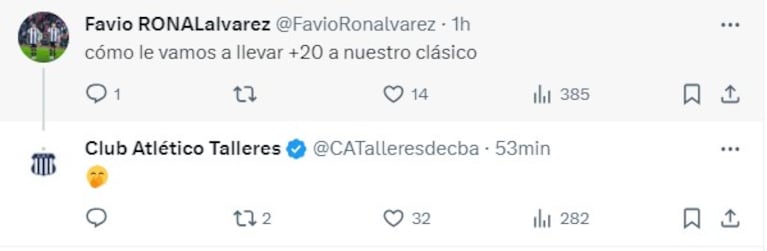 El CM respondió a las ocurrencias de los hinchas de Talleres.