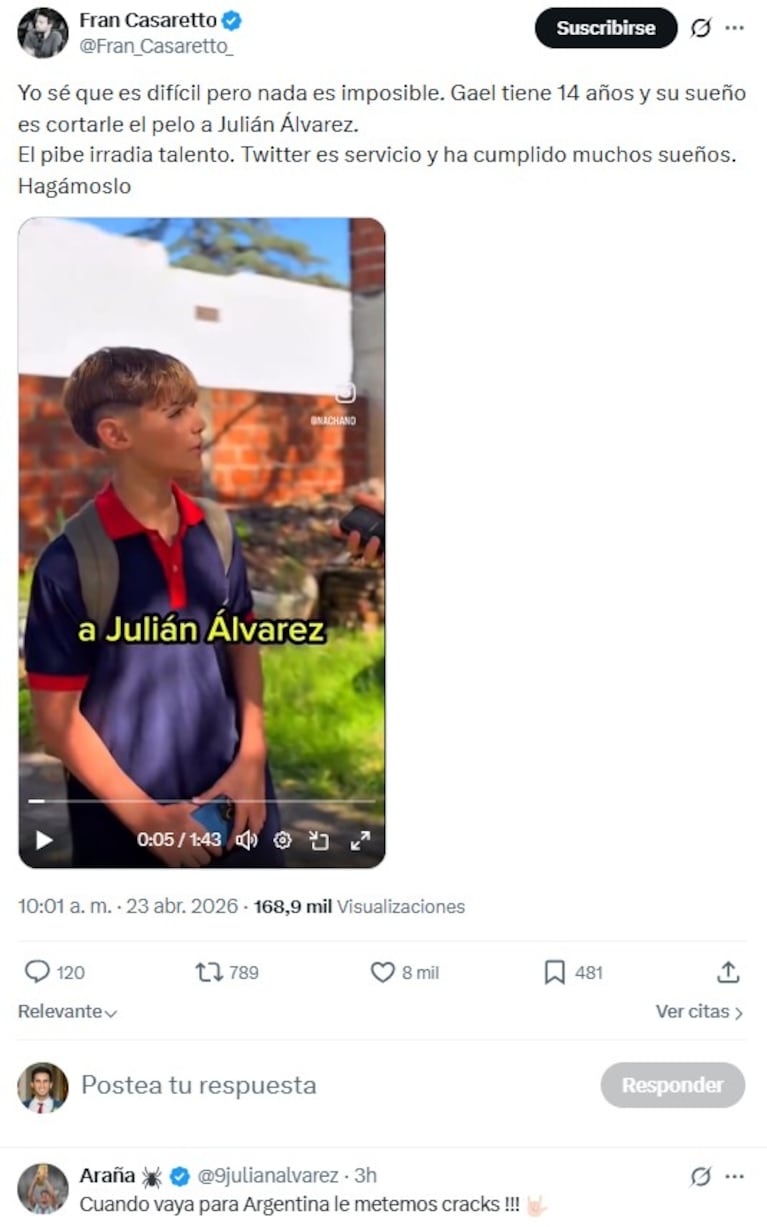 El comentario de Julián Álvarez.