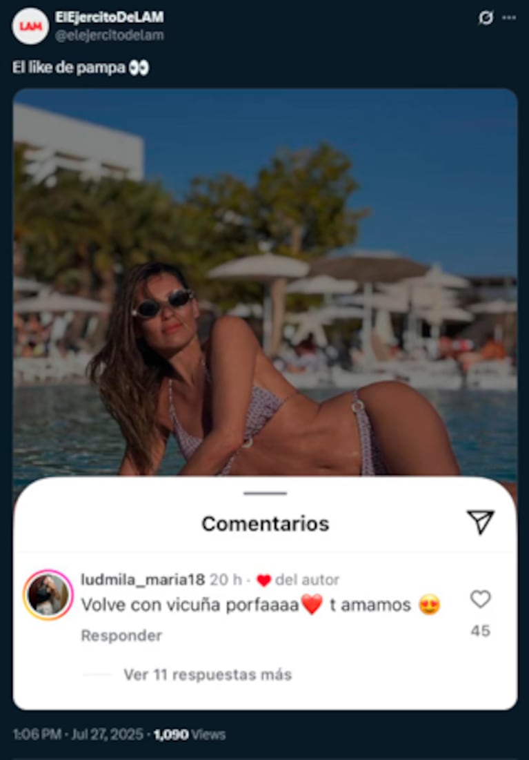 El comentario que reavivó especulaciones entre Pampita y Vicuña.