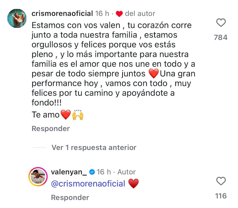 El cometario de Cris Morena a su nieto.