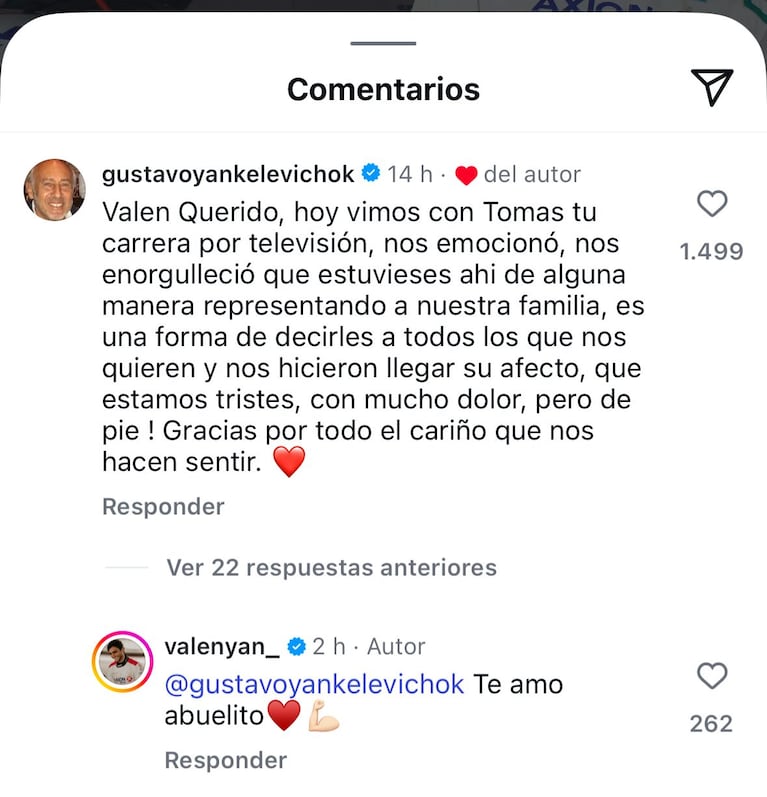 El cometario de Gustavo Yankelevich a su nieto.