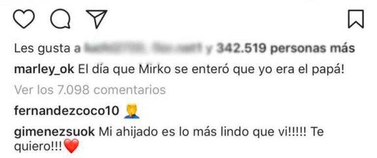 El cómico gesto de Mirko cuando se enteró que Marley es su papá