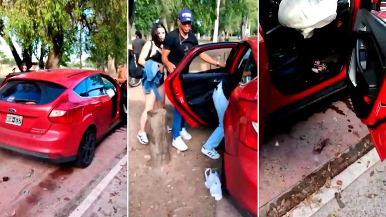 El conductor del auto huyó y el momento quedo registrado por los testigos.