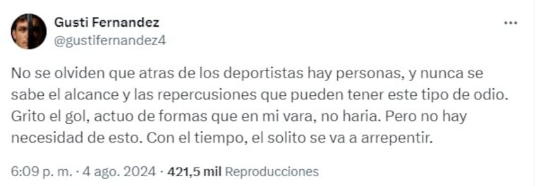 El cordobés Gustavo Fernández, durísimo contra Peillat por gritar el gol a Los Leones: “Se va a arrepentir”