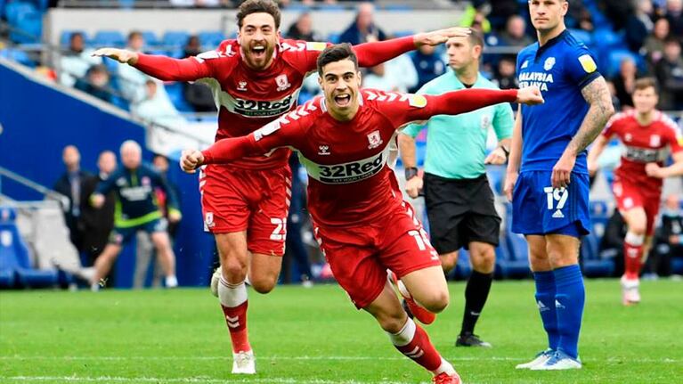 El cordobés llegó este año al Middlesbrough y ya es sensación entre la hinchada.