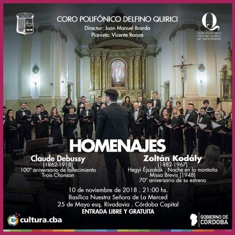 El Coro Polifónico Delfino Quirici en Córdoba presenta Homenajes