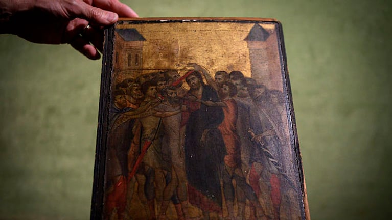 El cuadro formaba parte de un díptico pintado por Cimabue en torno a 1280.