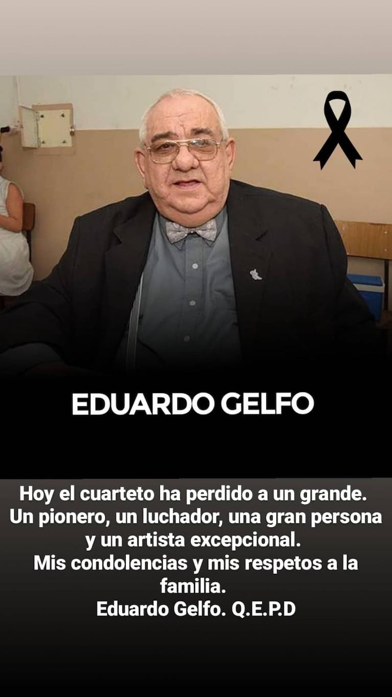 El cuarteto cordobés y el último adiós a Eduardo Gelfo