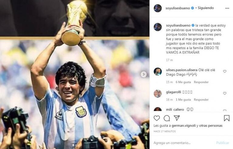 El cuarteto despide con dolor a Diego Maradona