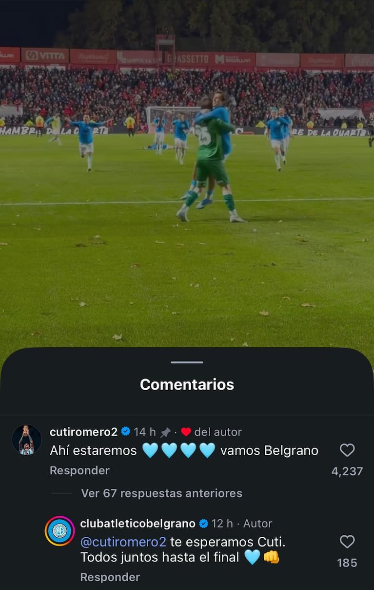 El Cuti, listo para alentar a Belgrano.