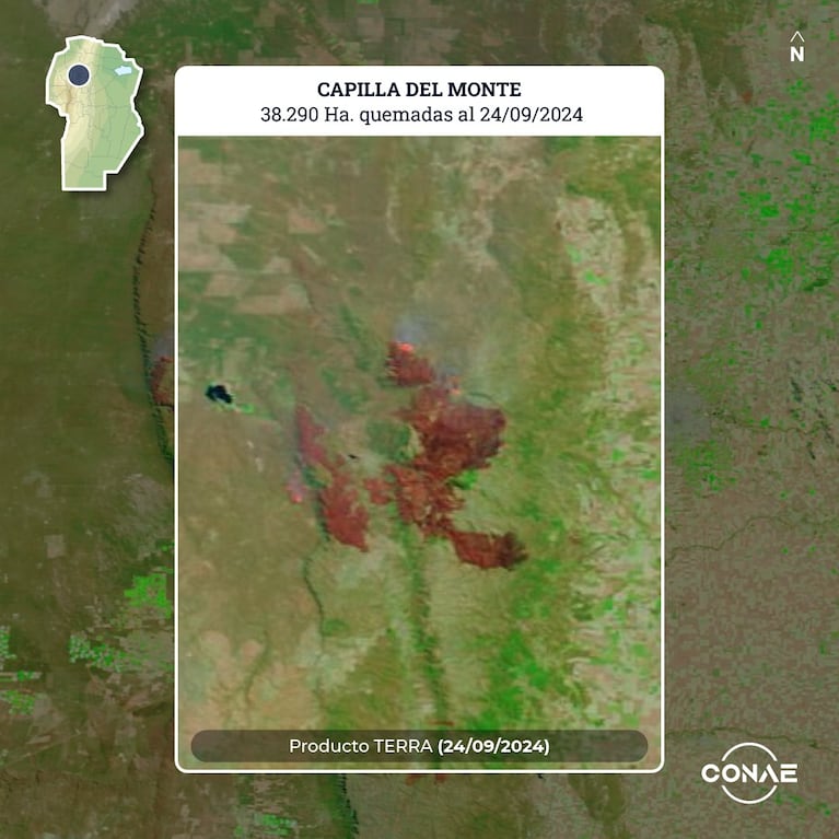 El daño de los incendios en Córdoba visto desde el espacio: más de 40 mil hectáreas quemadas