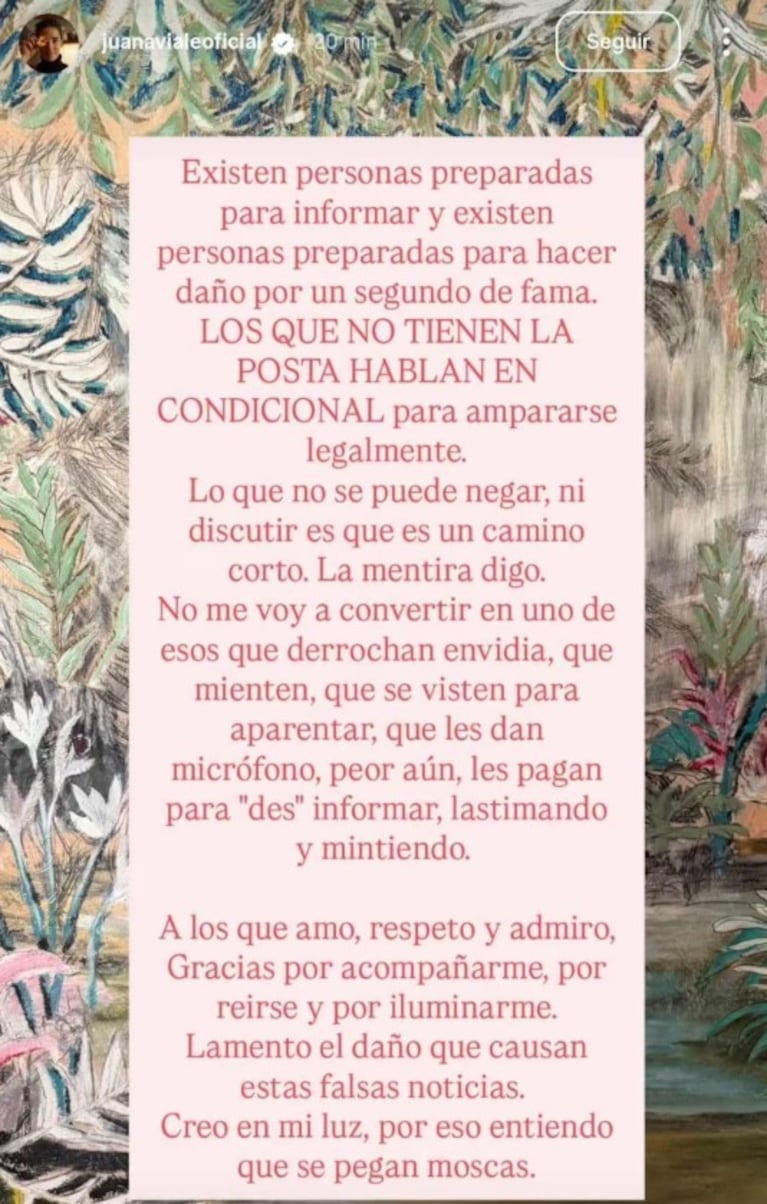 El descargo de Juana Viale luego de que la vincularan con la separación de Mauricio Macri y Juliana Awada.