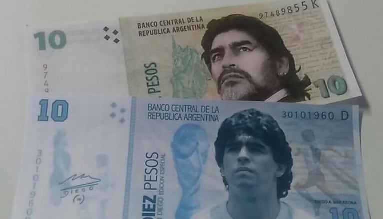 El deseo de los fanáticos: piden que el billete de 10 pesos lleve la foto de Diego Maradona